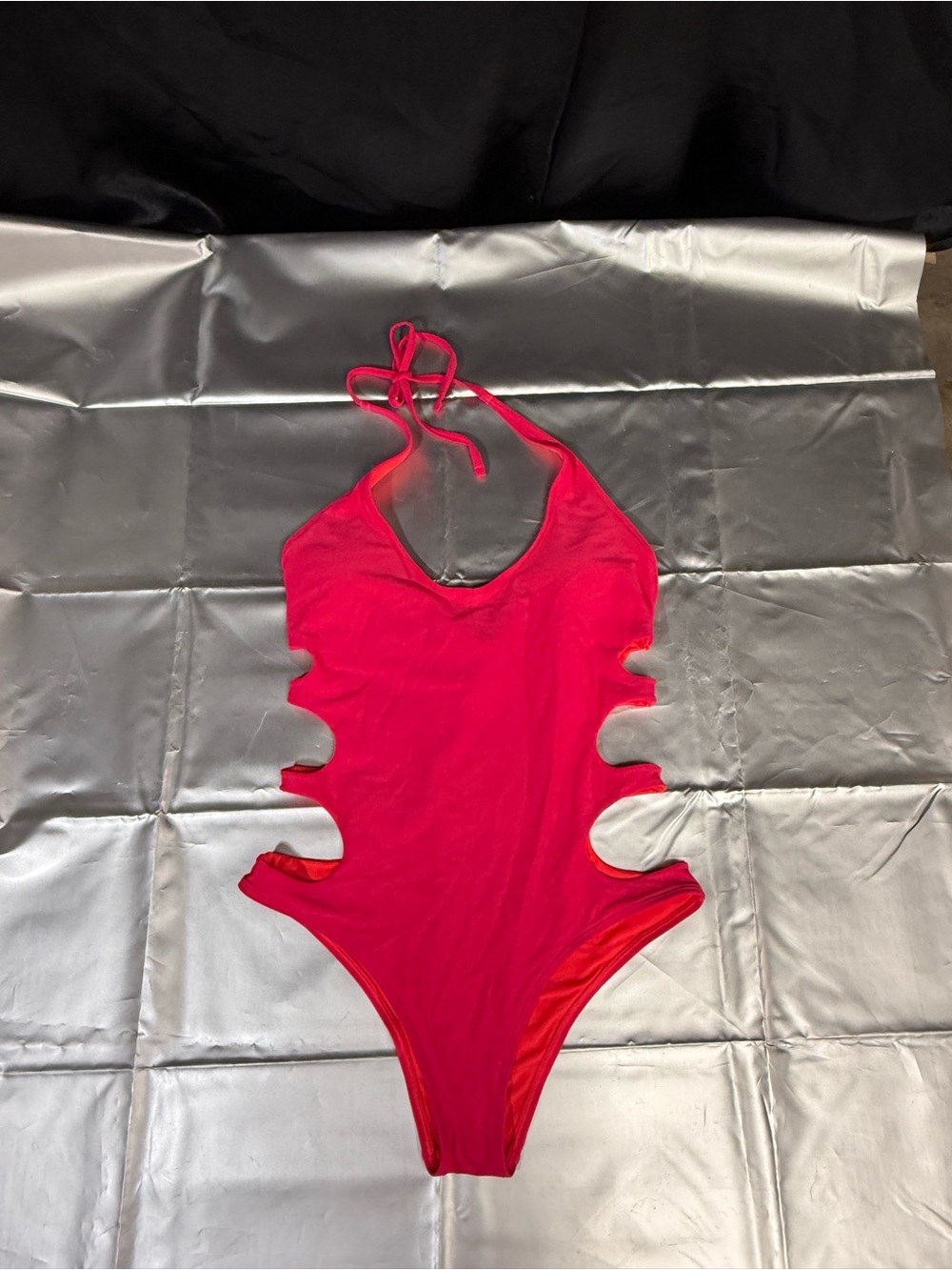 aerie Red Cutout Halter One-Piece Swimsuit